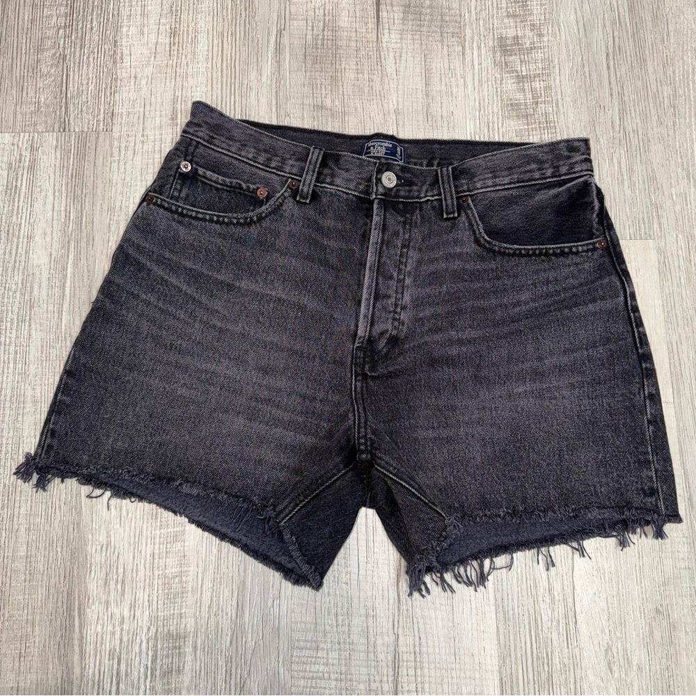 Abercrombie & Fitch Women's High Rise 4 Short Size 30/10 Black Denim Jeans - Picture 1 of 10